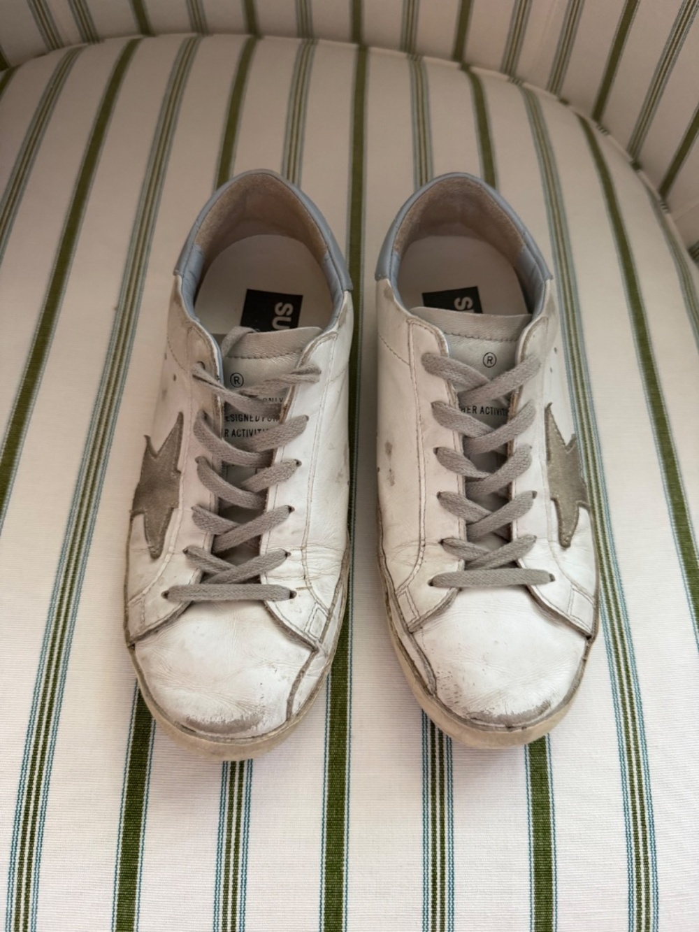 Women's Golden Goose Super Star in White and Ice Blue - Picture 3 of 9